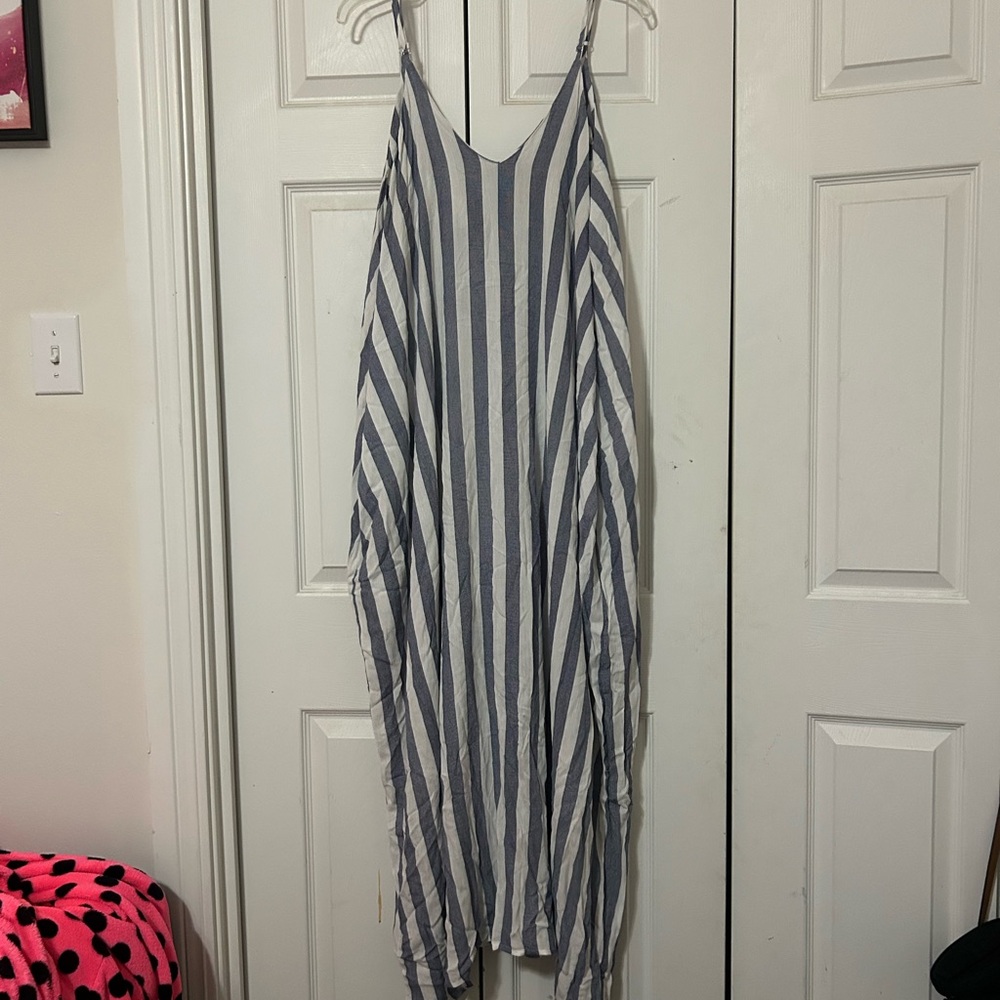 Love in Blue and White Striped Dress